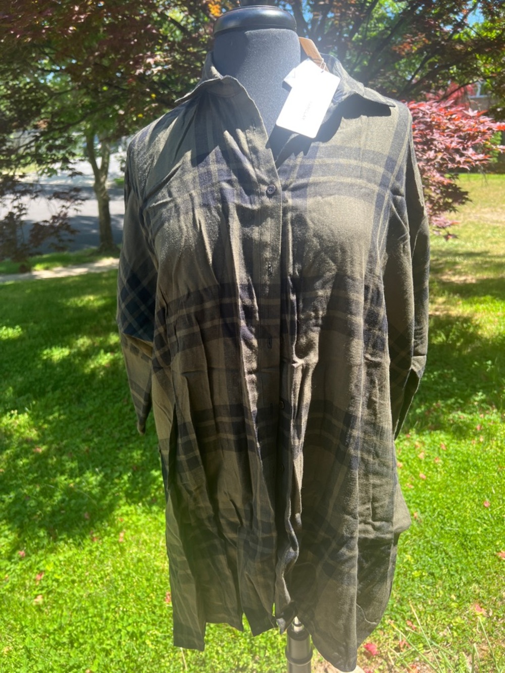 Katherine Barclay Women’s Olive Green Plaid Shirt